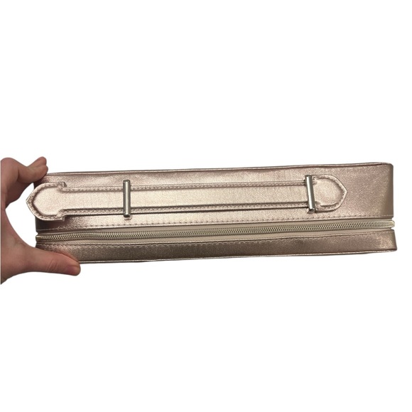 Lancôme large makeup cosmetic bag light pink metallic silver gold color new - Picture 2 of 8